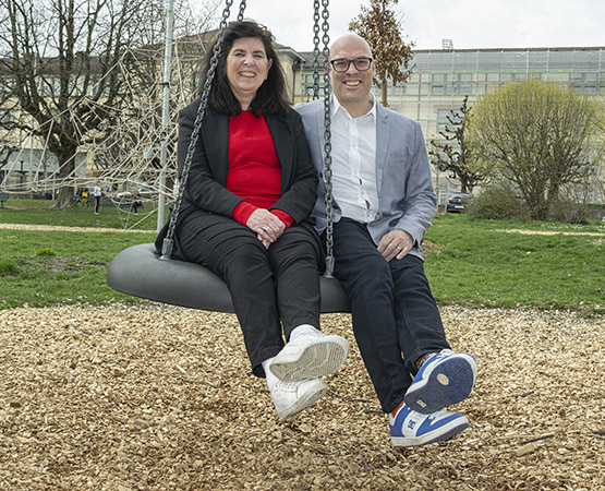 Tania Larequi (Direction générale de la santé) et Raoul Vuffray (Service de l’éducation physique et du sport). ARC Jean-Bernard Sieber